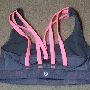 Lululemon Strappy Bra Top Gray/Coral SMALL